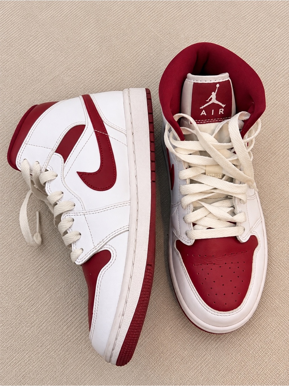 Nike Air Jordan 1 Mid White/Red Men's Athletic Sneakers
